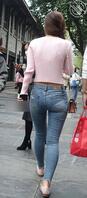 紧身牛仔裤，靓妹，大长腿1
