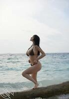 深棕比基尼，自由调节松紧，让饱满身材不勒肉0