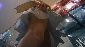 抄底CD蓝色连衣裙少妇1