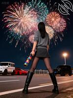 用阿姨的黑丝自拍照AI一下热门烟花照