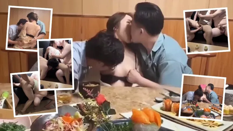 开车带着骚货秘书去见两个客户 没想到在饭桌上就干起来了