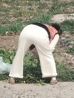 这种熟女的屁股喜欢吗 不知道干起来怎么样 老骚逼还穿个白裤子 也是个骚货