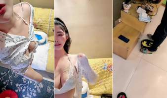 坦胸漏乳勾引修宽带的小哥
